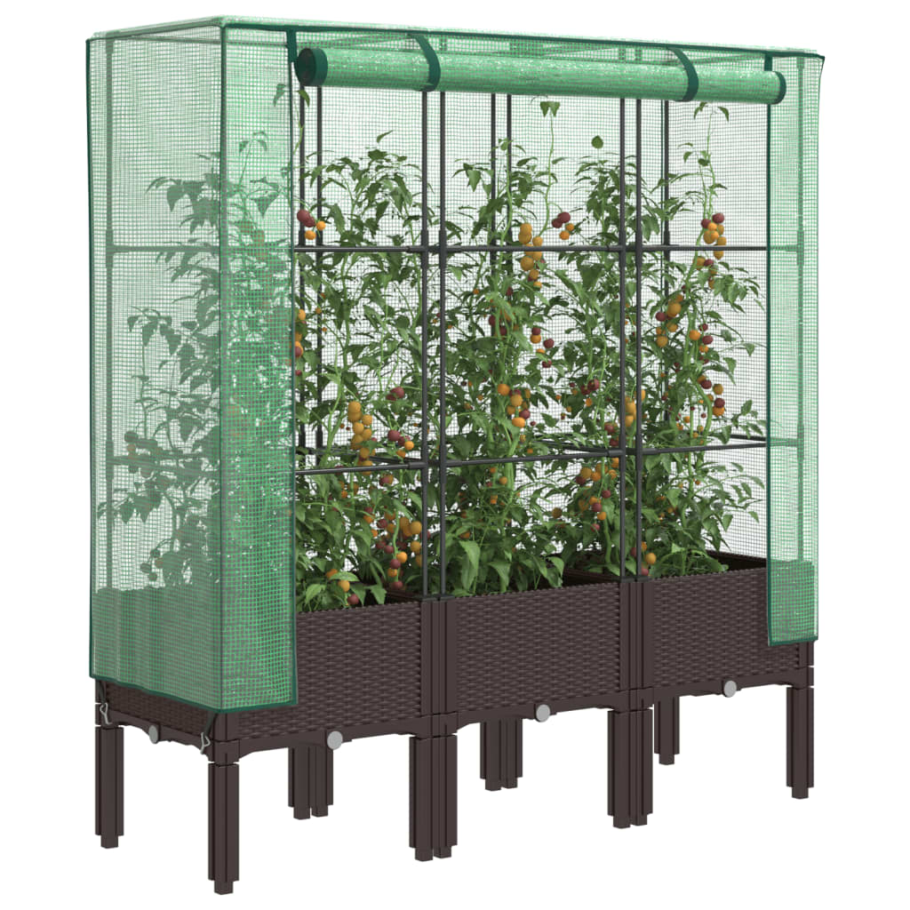 Vidaxl -Pflanzer mit Kashoes 120x40x140 cm Rattanlook
