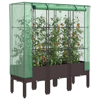 Vidaxl -Pflanzer mit Kashoes 120x40x140 cm Rattanlook