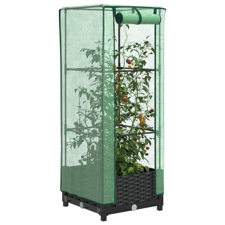 VIDAXL -Pflanzer mit Kashoes 40x40x123 cm Rattanlook erhoben