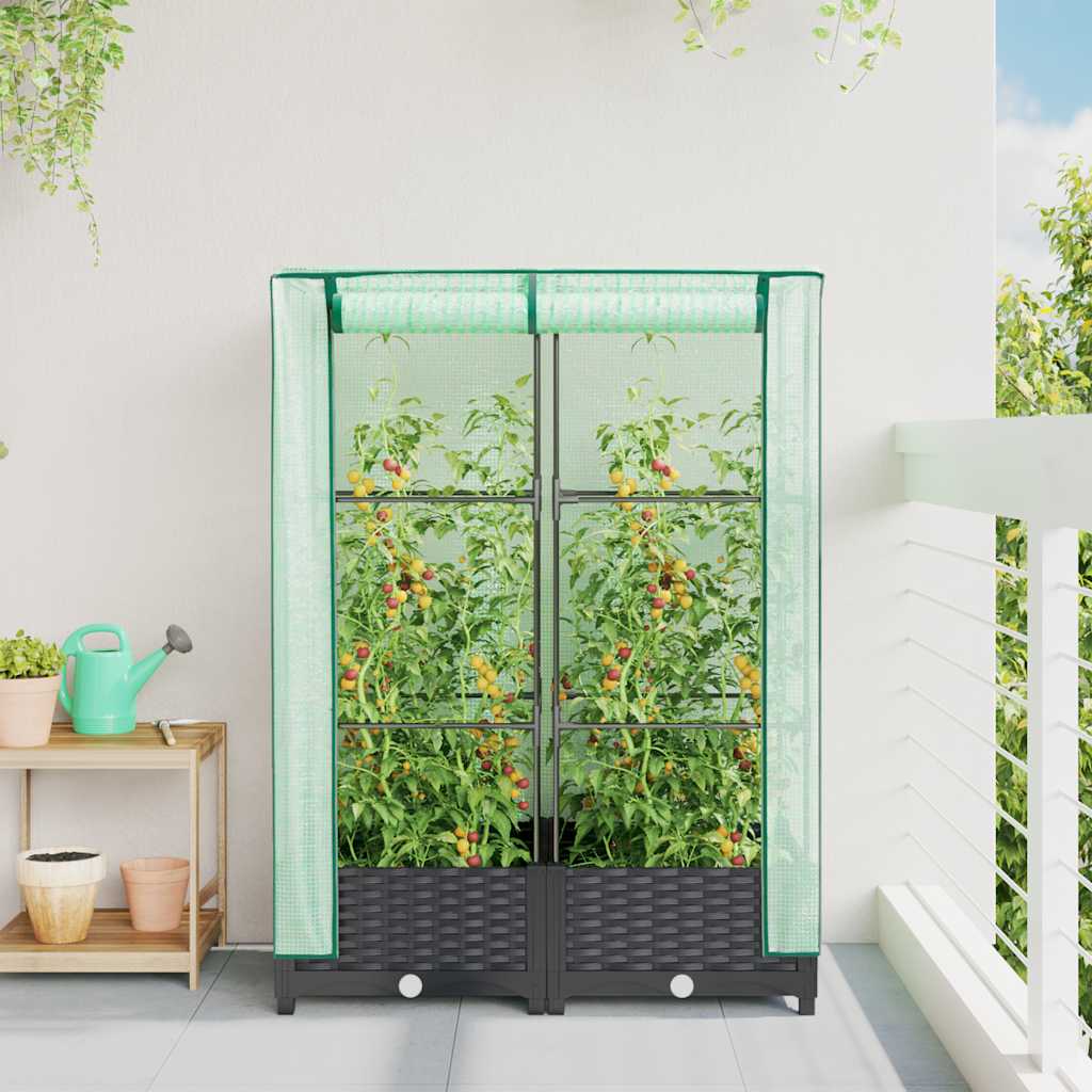Vidaxl -Pflanzer mit Kashoes 80x40x123 cm Rattanlook erhoben