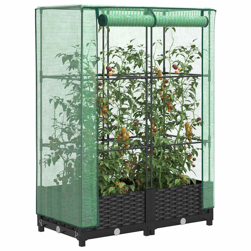 Vidaxl -Pflanzer mit Kashoes 80x40x123 cm Rattanlook erhoben