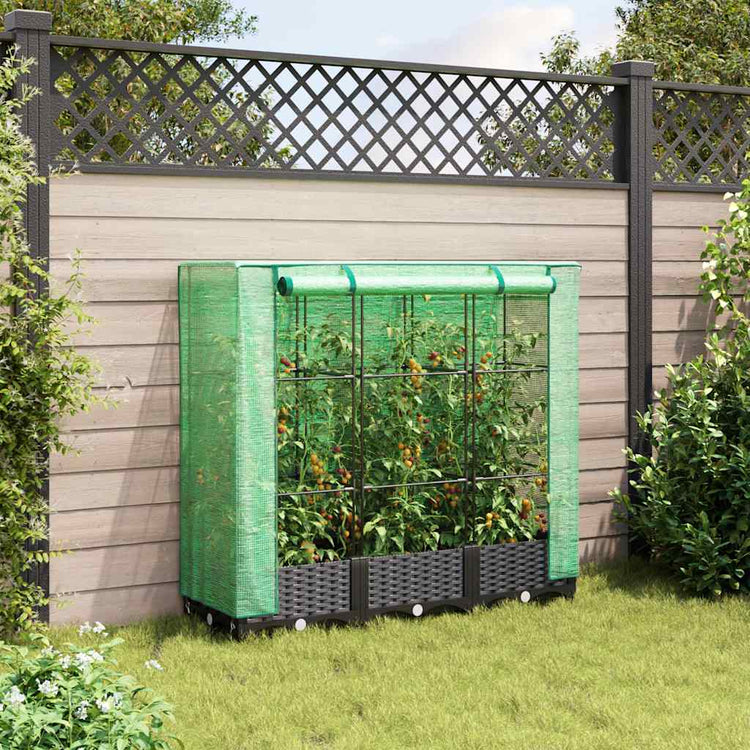 Vidaxl -Pflanzer mit Kashoes 120x40x123 cm Rattanlook