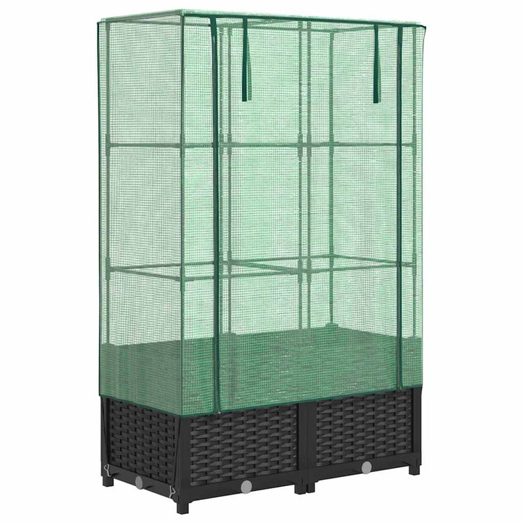 Vidaxl -Pflanzer mit Kashoes 80x40x138 cm Rattanlook erhoben