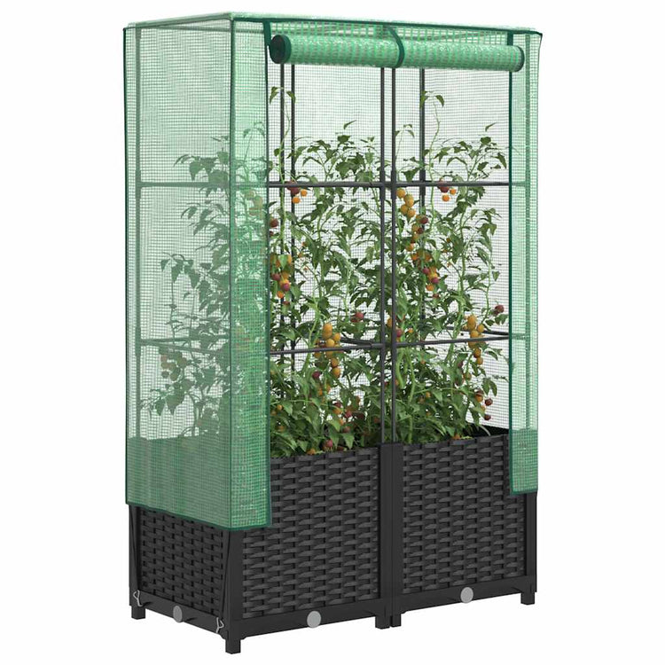 Vidaxl -Pflanzer mit Kashoes 80x40x138 cm Rattanlook erhoben