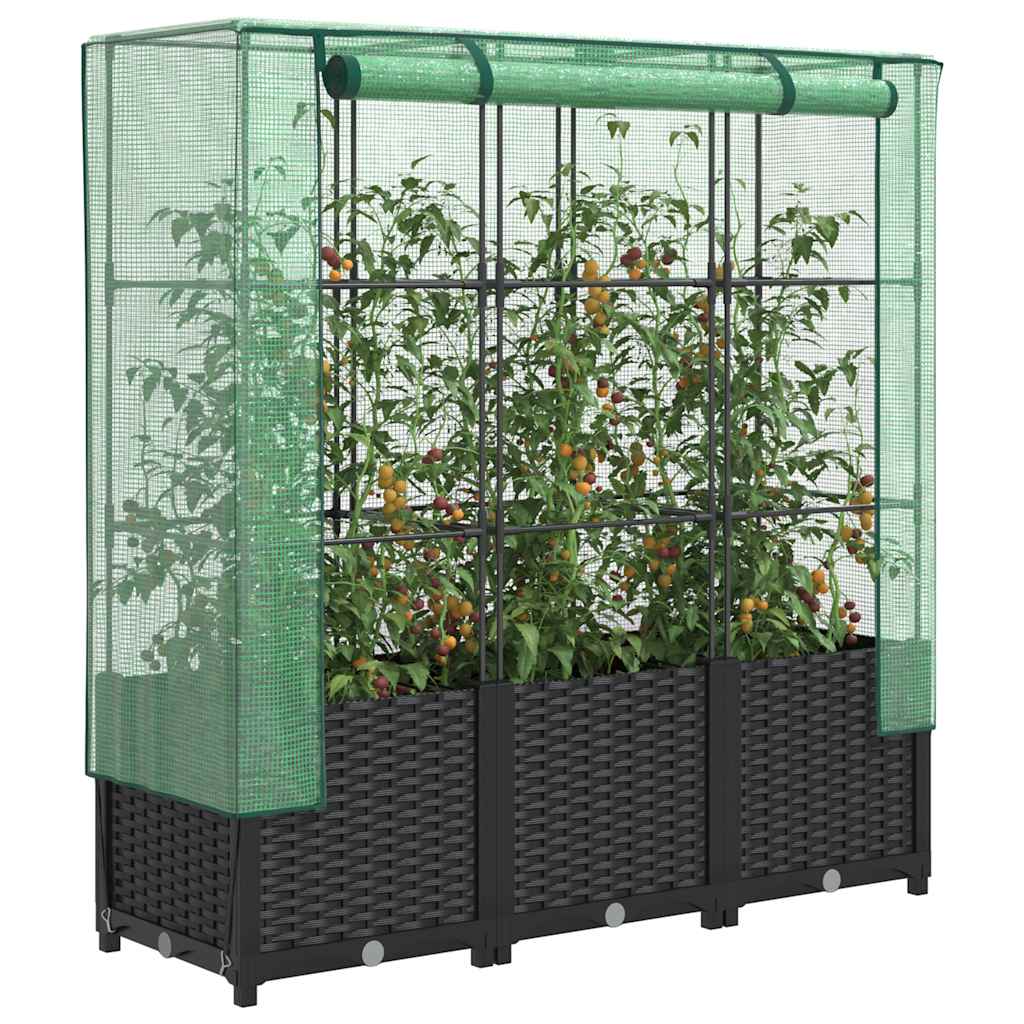 Vidaxl -Pflanzer mit Kashoes 120x40x138 cm Rattanlook