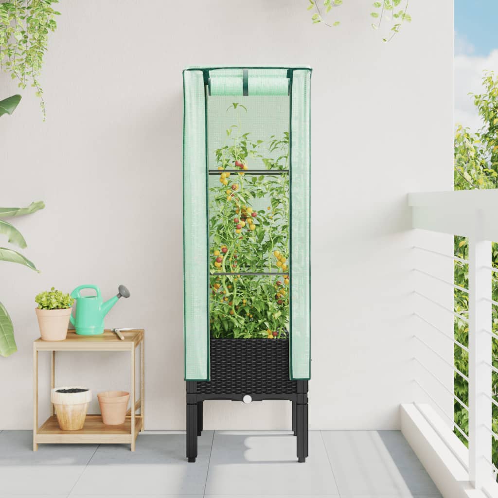 VIDAXL -Pflanzer mit Kashoes 40x40x140 cm Rattanlook erhoben