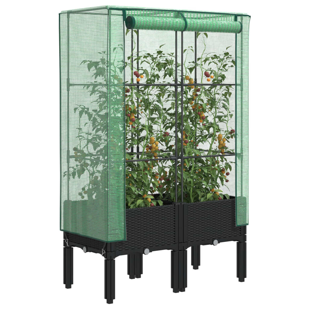 Vidaxl -Pflanzer mit Kashoes 80x40x140 cm Rattanlook erhoben