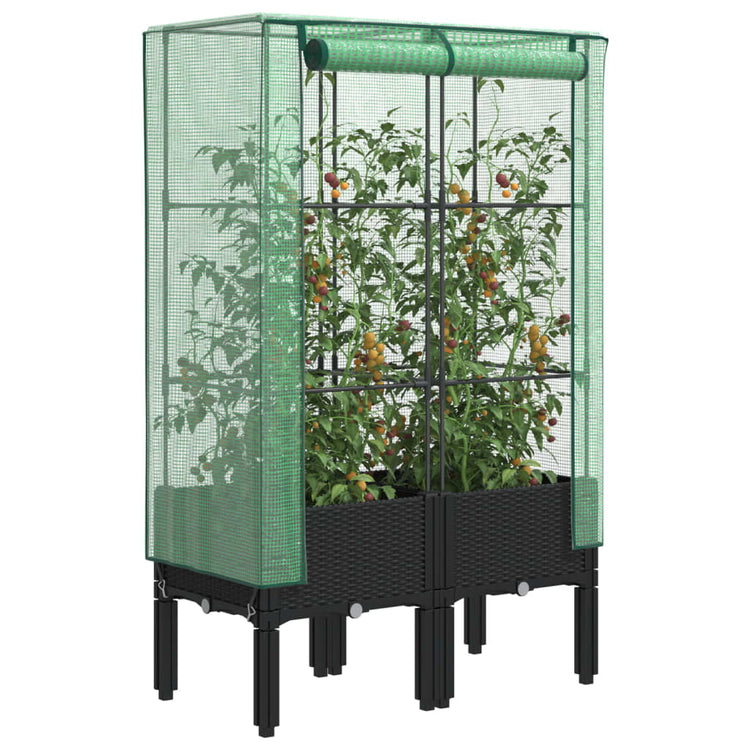 Vidaxl -Pflanzer mit Kashoes 80x40x140 cm Rattanlook erhoben
