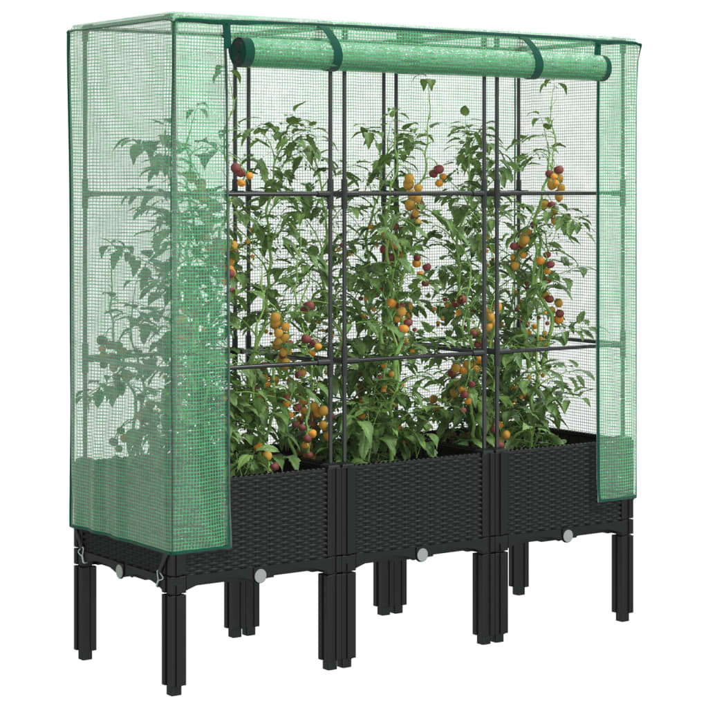 Vidaxl -Pflanzer mit Kashoes 120x40x140 cm Rattanlook