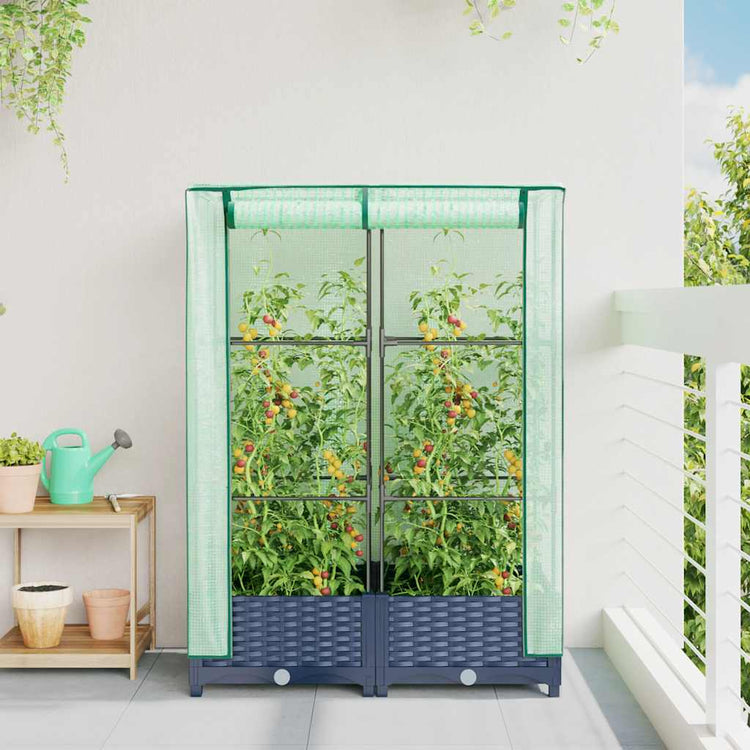 Vidaxl -Pflanzer mit Kashoes 80x40x123 cm Rattanlook erhoben