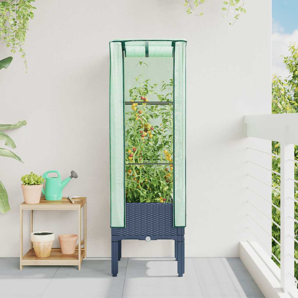VIDAXL -Pflanzer mit Kashoes 40x40x140 cm Rattanlook erhoben