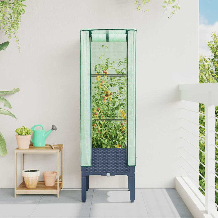 VIDAXL -Pflanzer mit Kashoes 40x40x140 cm Rattanlook erhoben