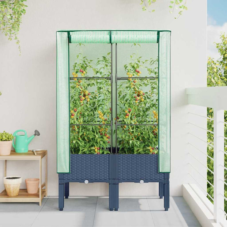 Vidaxl -Pflanzer mit Kashoes 80x40x140 cm Rattanlook erhoben