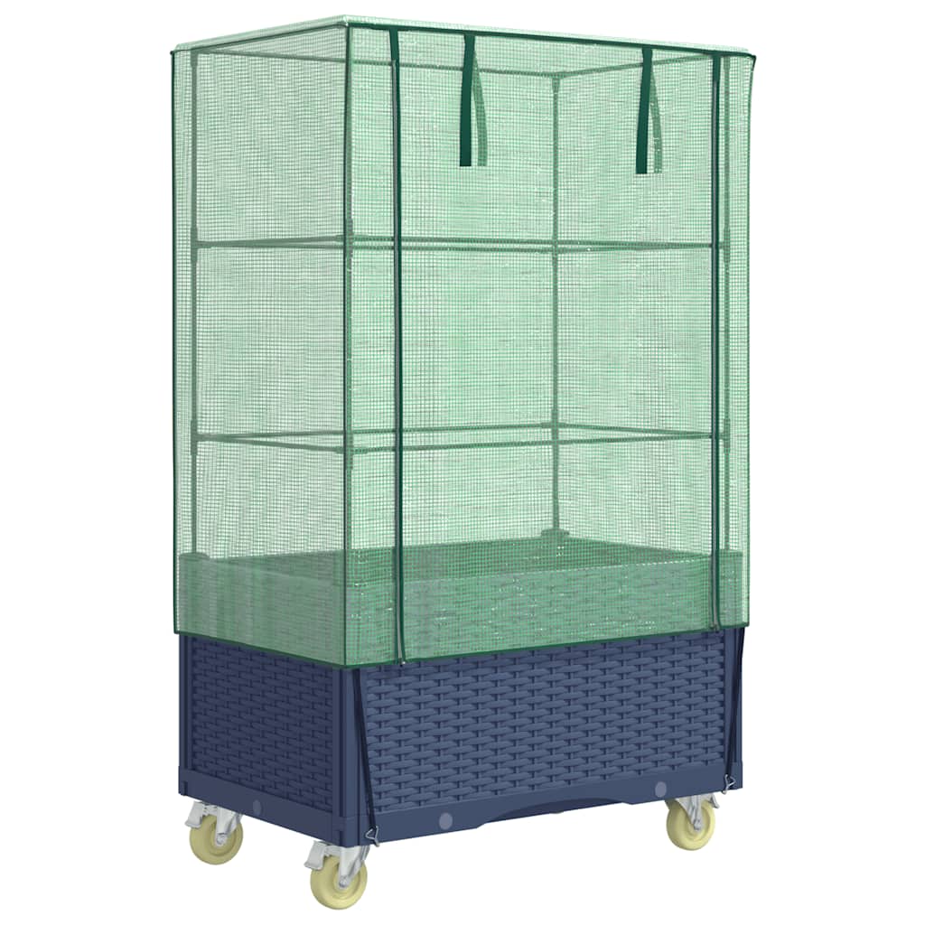 Vidaxl -Pflanzer mit Deckung und Rädern 80x50x182 cm Rattanlook angehoben