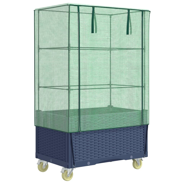 Vidaxl -Pflanzer mit Deckung und Rädern 80x50x182 cm Rattanlook angehoben
