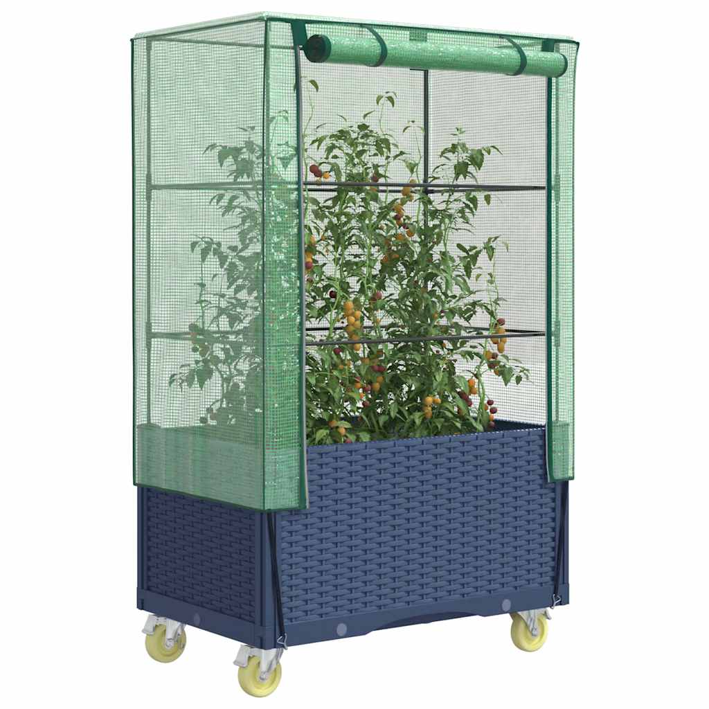 Vidaxl -Pflanzer mit Deckung und Rädern 80x50x182 cm Rattanlook angehoben
