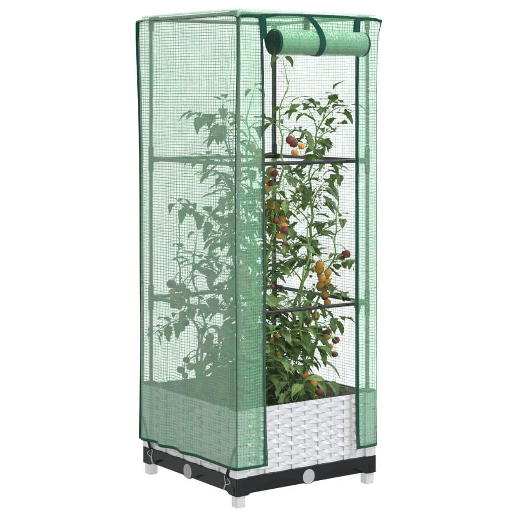 VIDAXL -Pflanzer mit Kashoes 40x40x123 cm Rattanlook erhoben