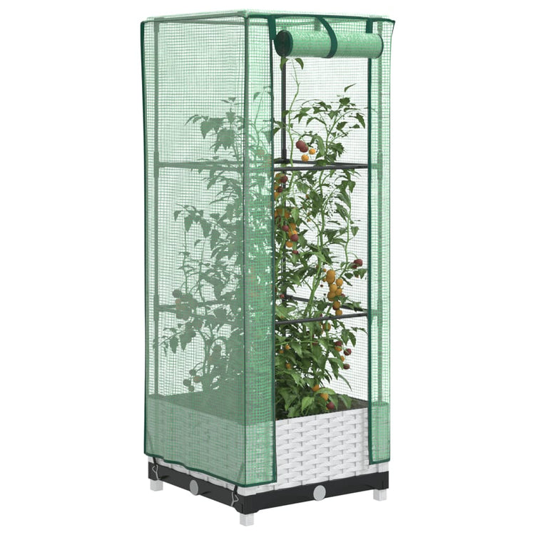 VIDAXL -Pflanzer mit Kashoes 40x40x123 cm Rattanlook erhoben