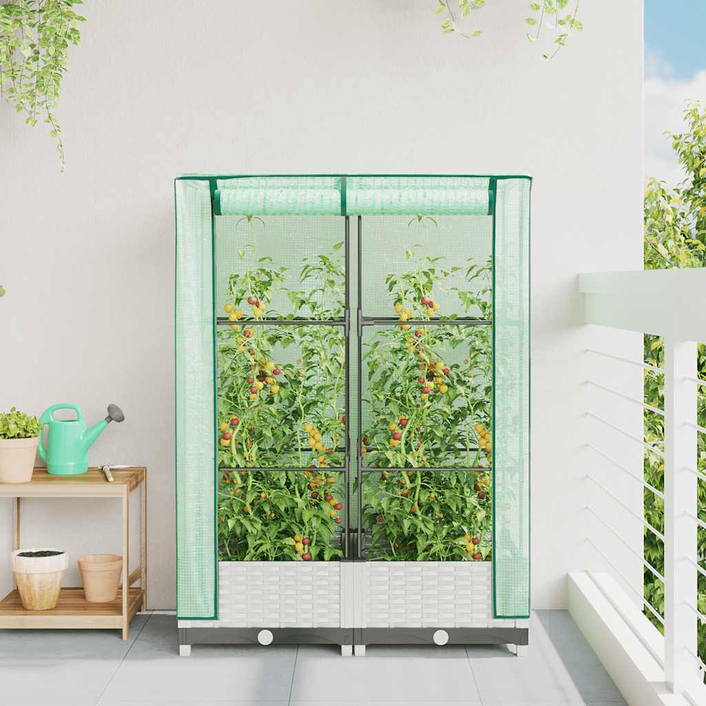 Vidaxl -Pflanzer mit Kashoes 80x40x123 cm Rattanlook erhoben