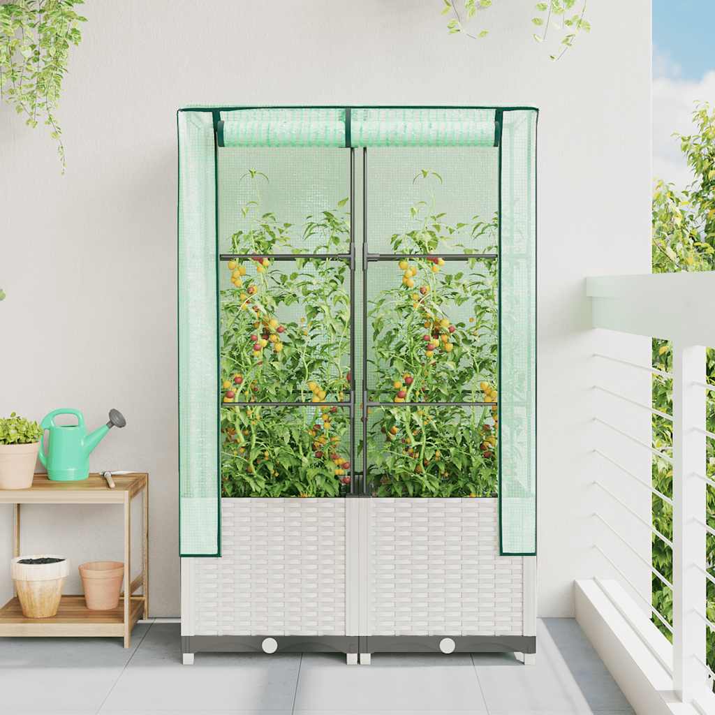Vidaxl -Pflanzer mit Kashoes 80x40x138 cm Rattanlook erhoben