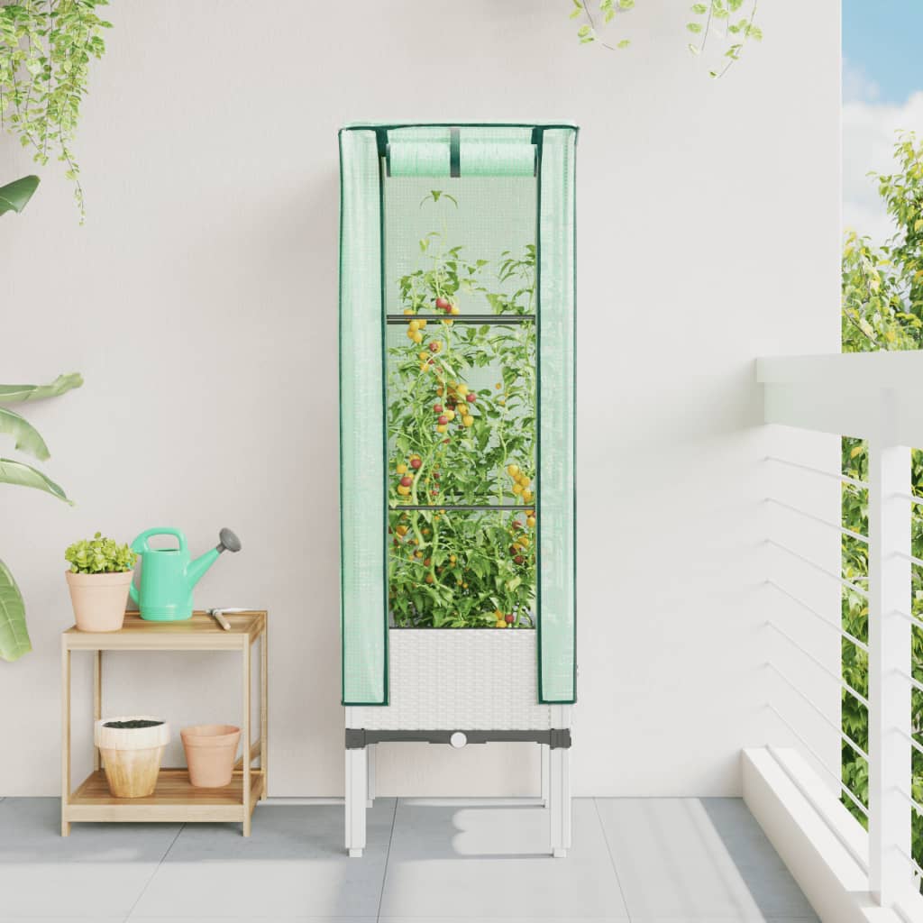 VIDAXL -Pflanzer mit Kashoes 40x40x140 cm Rattanlook erhoben
