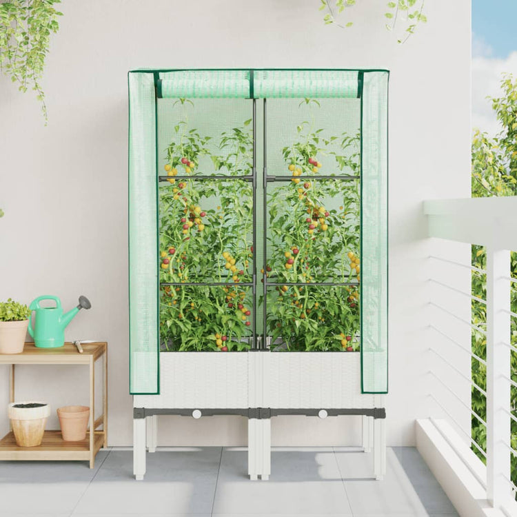 Vidaxl -Pflanzer mit Kashoes 80x40x140 cm Rattanlook erhoben