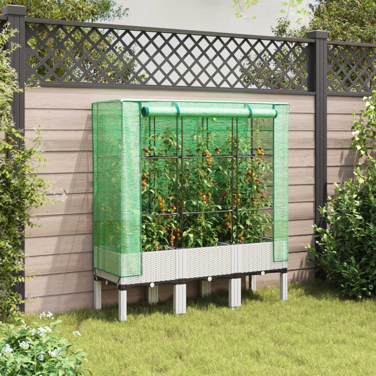 Vidaxl -Pflanzer mit Kashoes 120x40x140 cm Rattanlook