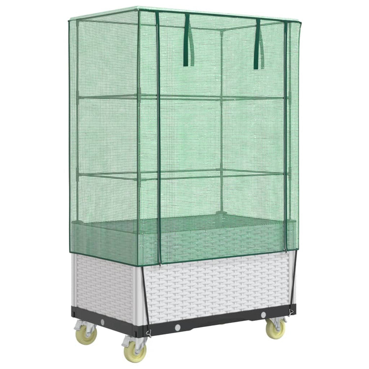 Vidaxl -Pflanzer mit Deckung und Rädern 80x50x182 cm Rattanlook angehoben