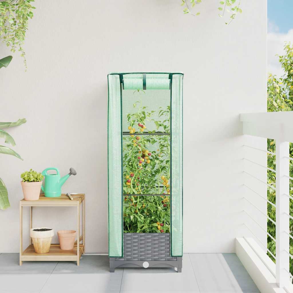 VIDAXL -Pflanzer mit Kashoes 40x40x123 cm Rattanlook erhoben