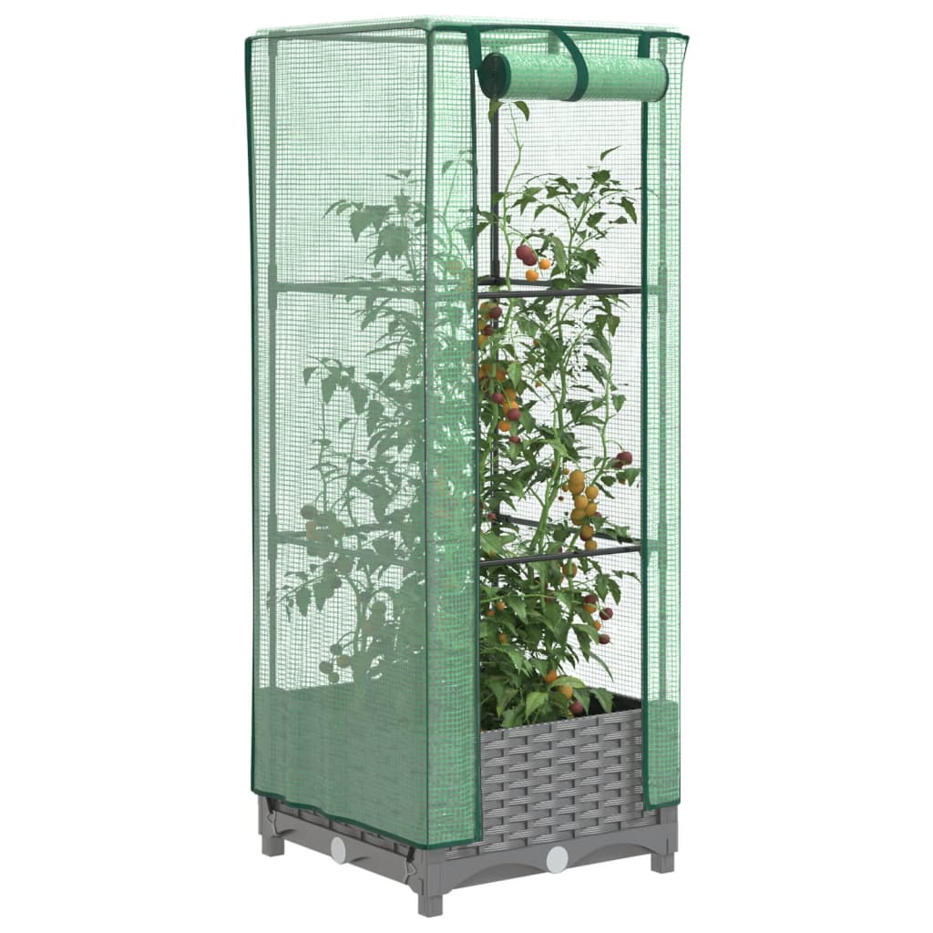 VIDAXL -Pflanzer mit Kashoes 40x40x123 cm Rattanlook erhoben