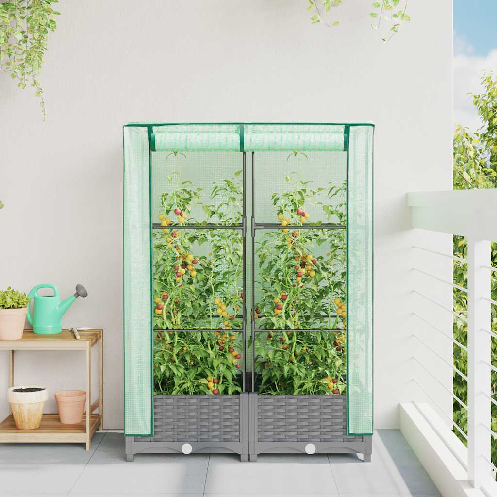 Vidaxl -Pflanzer mit Kashoes 80x40x123 cm Rattanlook erhoben