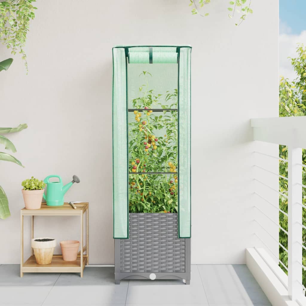 Vidaxl -Pflanzer mit Kashoes 40x40x139 cm Rattanlook