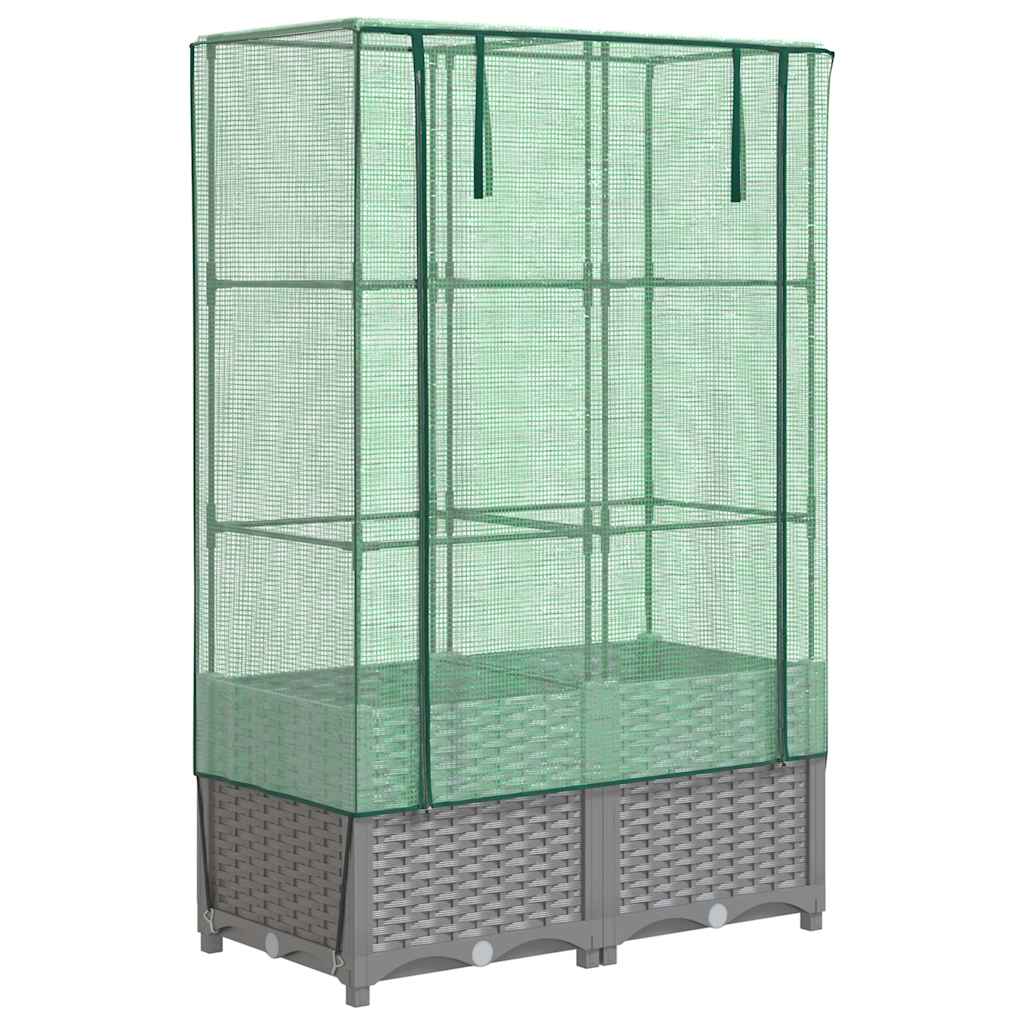 Vidaxl -Pflanzer mit Kashoes 80x40x138 cm Rattanlook erhoben