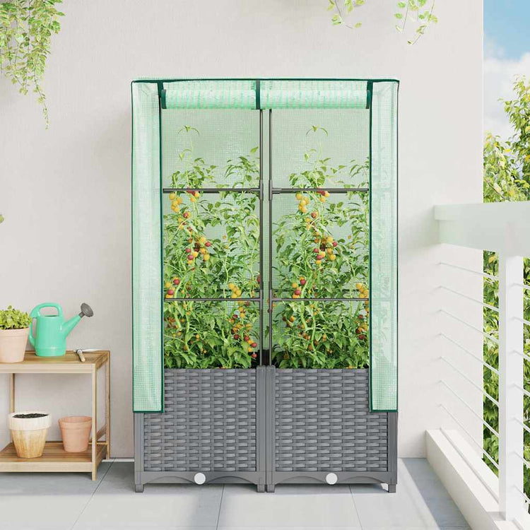 Vidaxl -Pflanzer mit Kashoes 80x40x138 cm Rattanlook erhoben