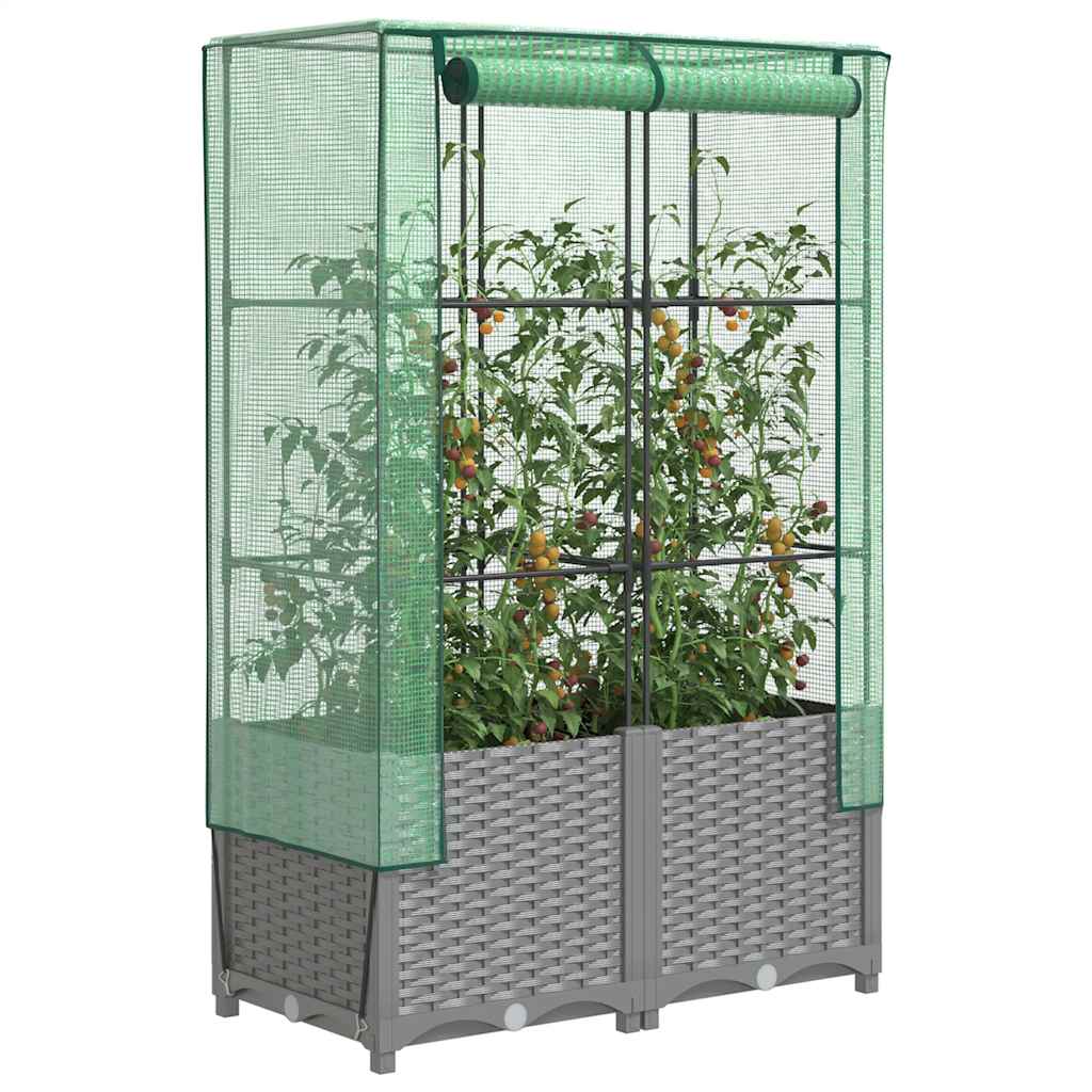 Vidaxl -Pflanzer mit Kashoes 80x40x138 cm Rattanlook erhoben