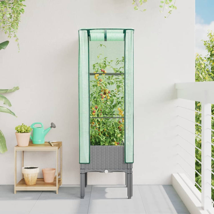 VIDAXL -Pflanzer mit Kashoes 40x40x140 cm Rattanlook erhoben
