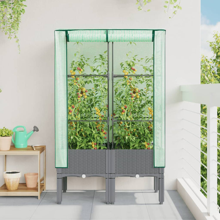 Vidaxl -Pflanzer mit Kashoes 80x40x140 cm Rattanlook erhoben