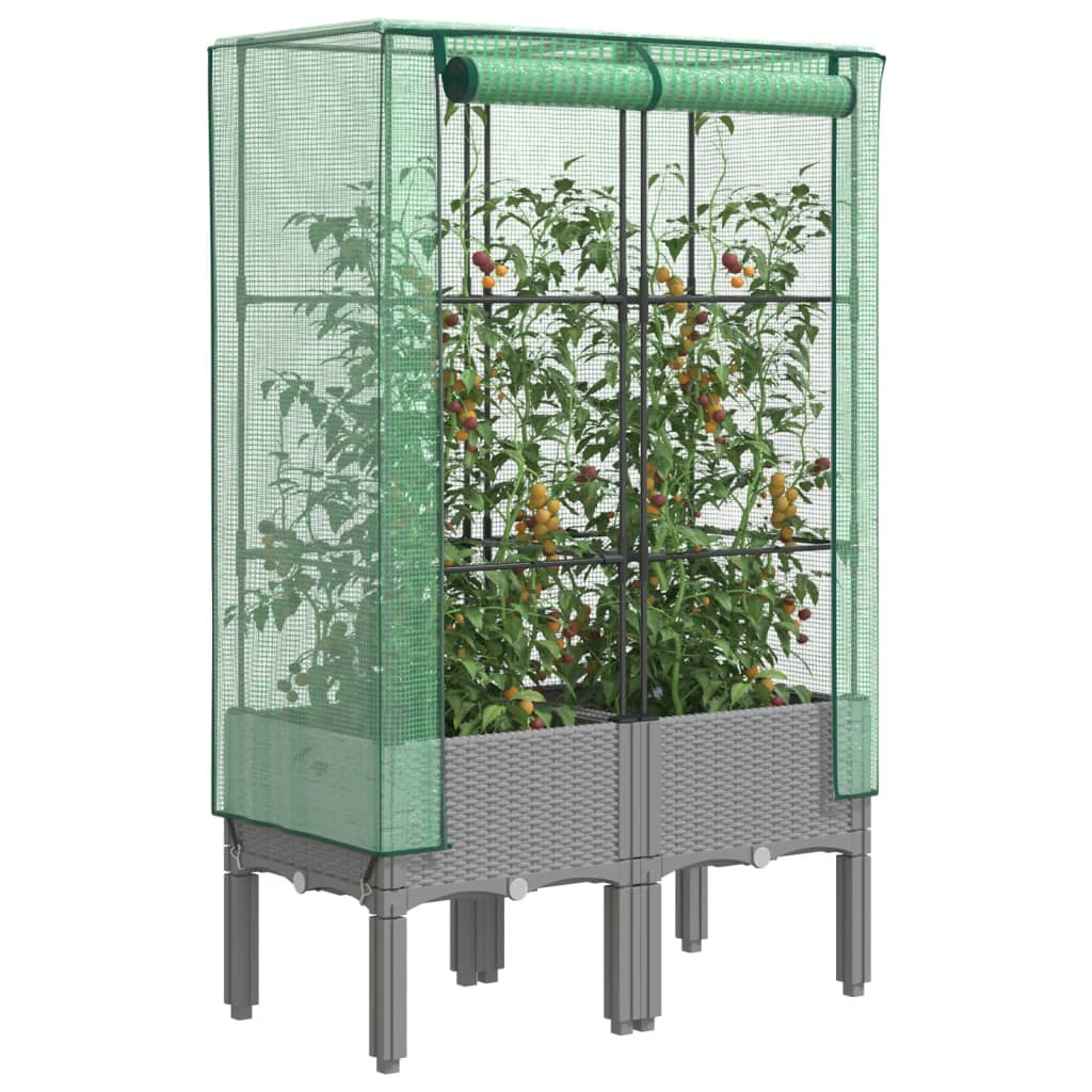 Vidaxl -Pflanzer mit Kashoes 80x40x140 cm Rattanlook erhoben