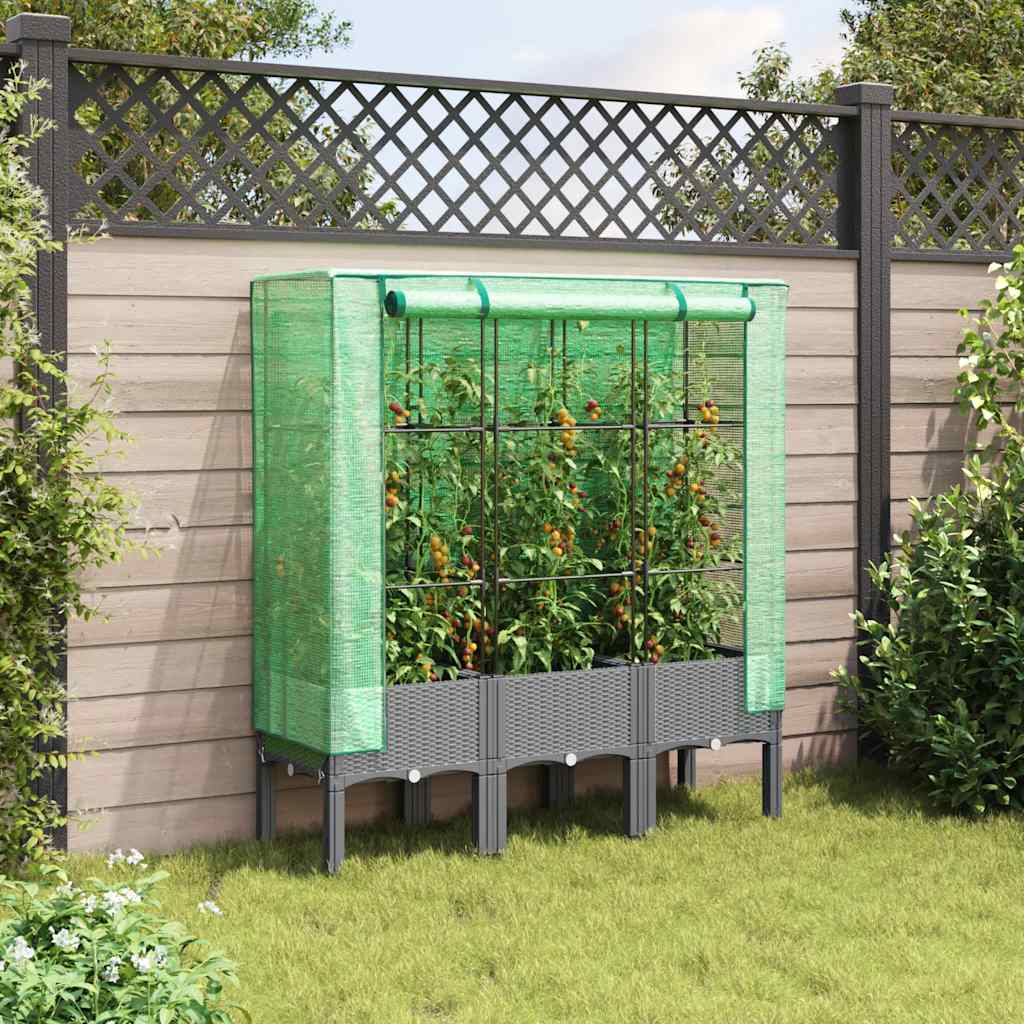 Vidaxl -Pflanzer mit Kashoes 120x40x140 cm Rattanlook