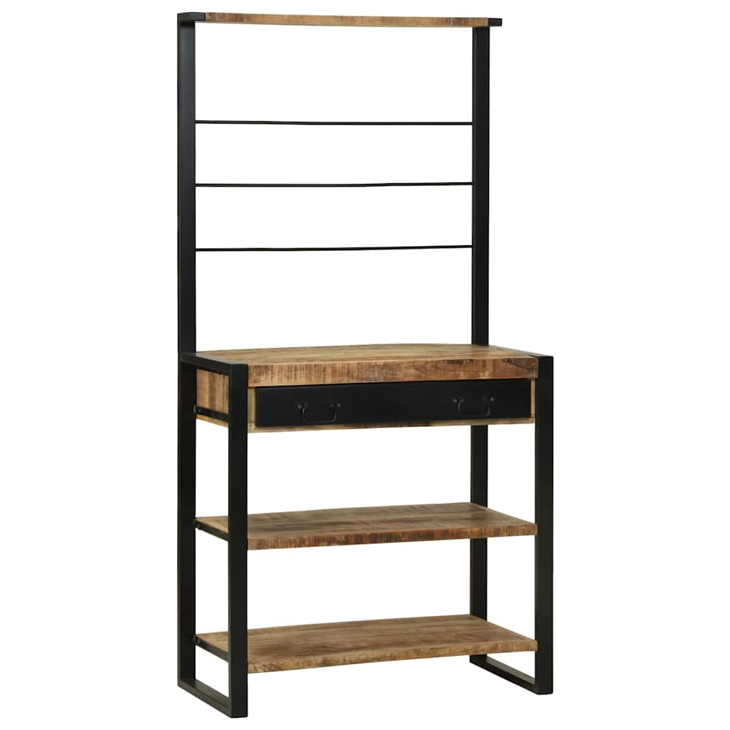 Vidaxx Küchenregal braun und schwarz 80 x 40 x 160 cm massives Mangoholz