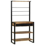 Vidaxx Küchenregal braun und schwarz 80 x 40 x 160 cm massives Mangoholz - afbeelding 1