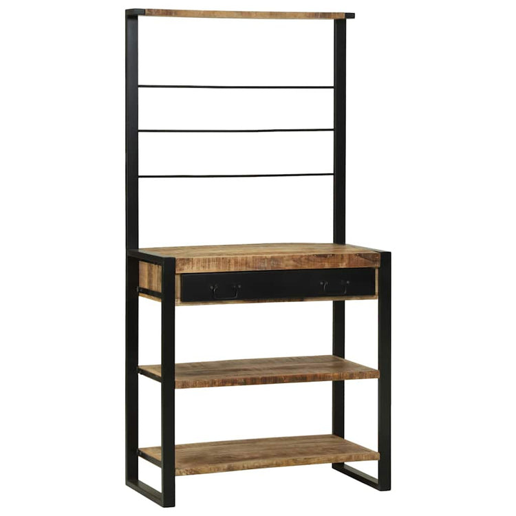 Vidaxx Küchenregal braun und schwarz 80 x 40 x 160 cm massives Mangoholz