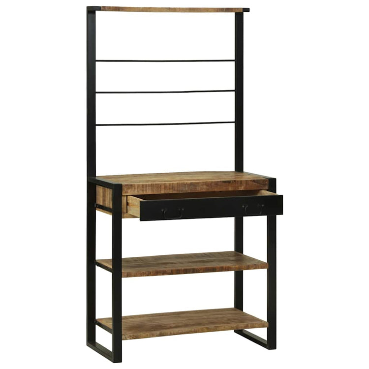 Vidaxx Küchenregal braun und schwarz 80 x 40 x 160 cm massives Mangoholz