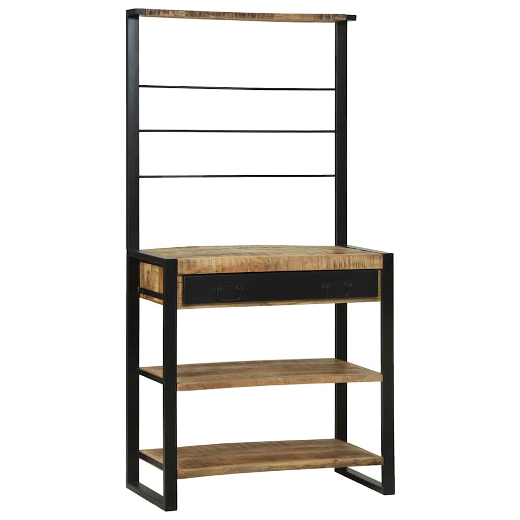 Vidaxx Küchenregal braun und schwarz 80 x 40 x 160 cm massives Mangoholz