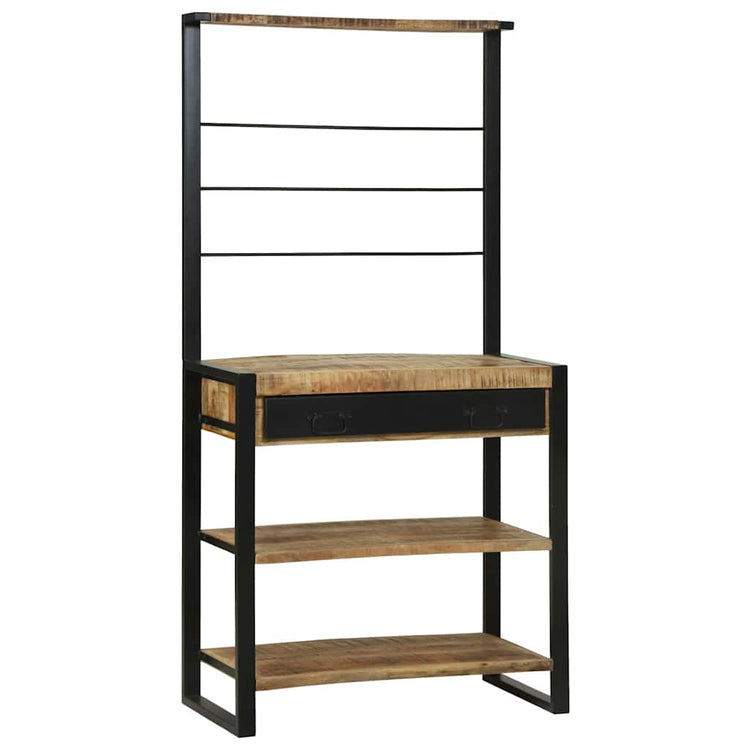 Vidaxx Küchenregal braun und schwarz 80 x 40 x 160 cm massives Mangoholz
