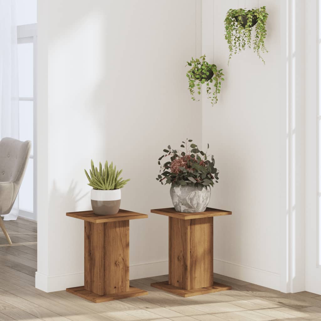 Vidaxx Pflanzenständer 2 Stück 30x30x40 cm Holz handgefertigte Eiche