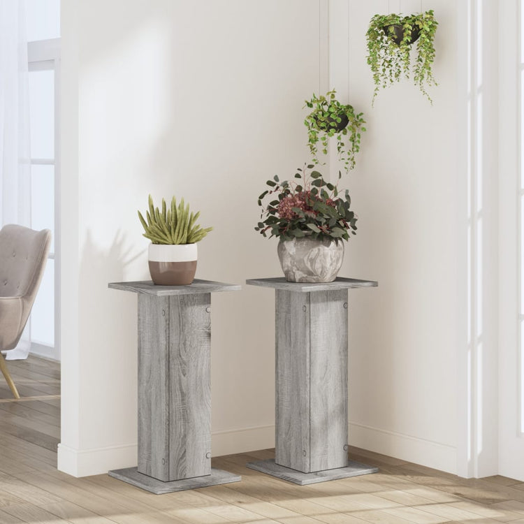 VIDAXL -Pflanzenstandards 2 PCs 30x30x60 cm verarbeitetes Holzgrau Sonoma
