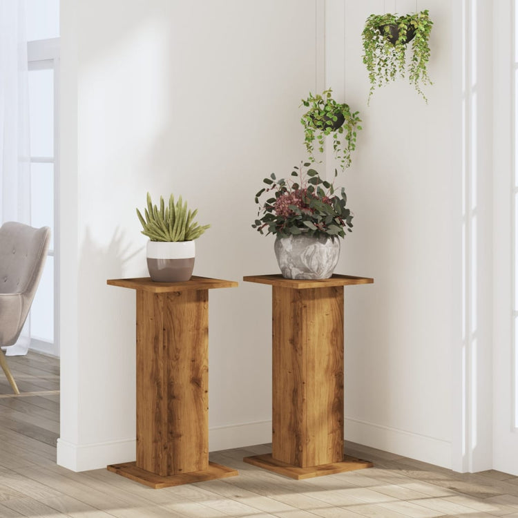 Vidaxx Pflanzenständer 2 Stück 30x30x60 cm Holz handwerkliche Eiche