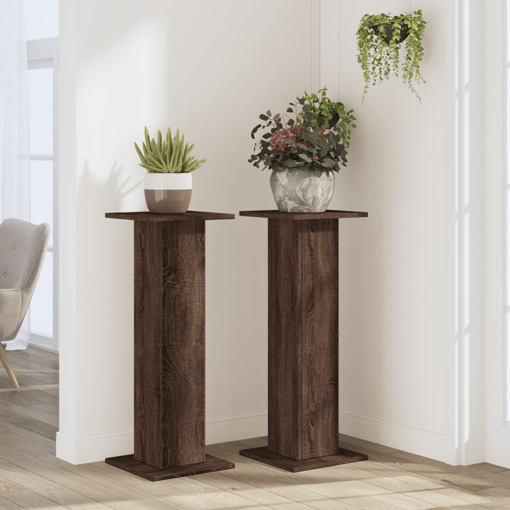VIDAXL -Anlagenstandards 2 PCs 30x30x80 cm verarbeiteter Holzbraune -Eiche