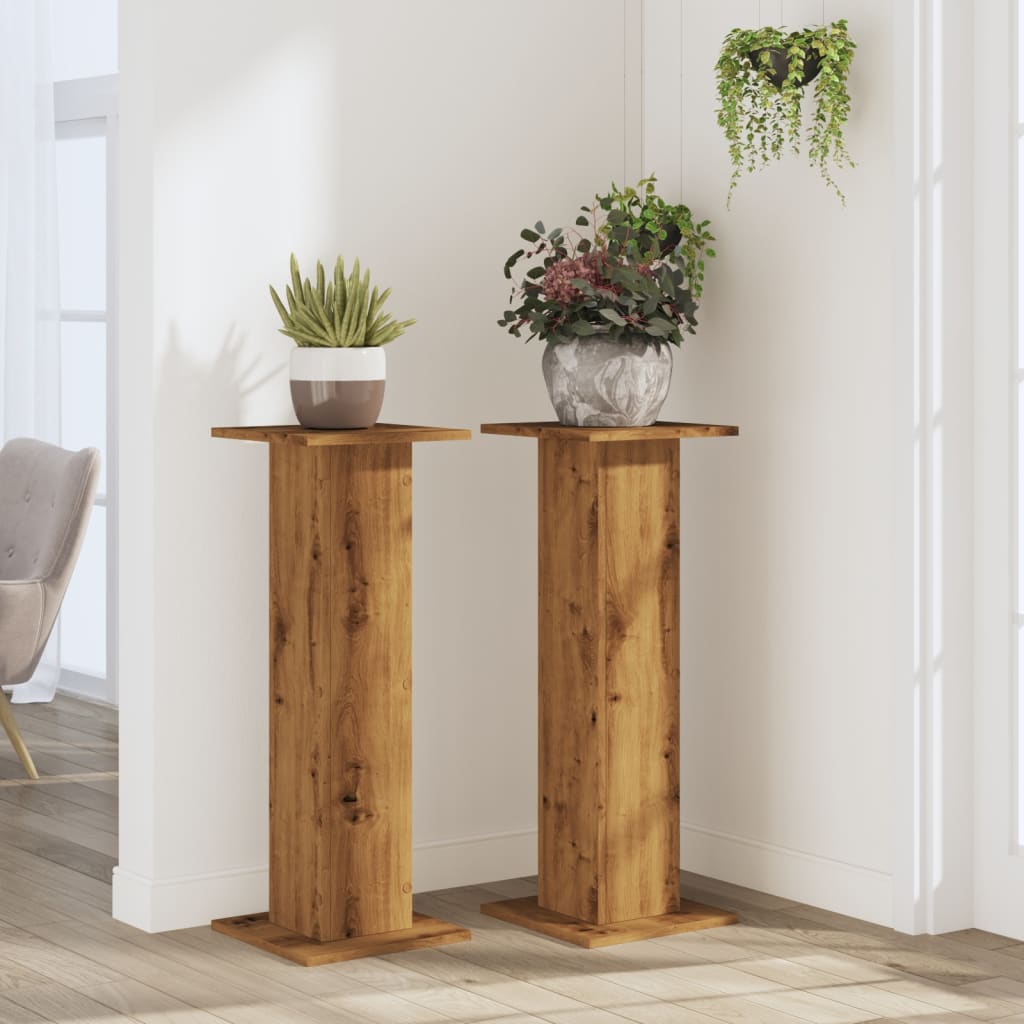 Vidaxx Pflanzenständer 2 Stück 30x30x80 cm Holz handgefertigte Eiche